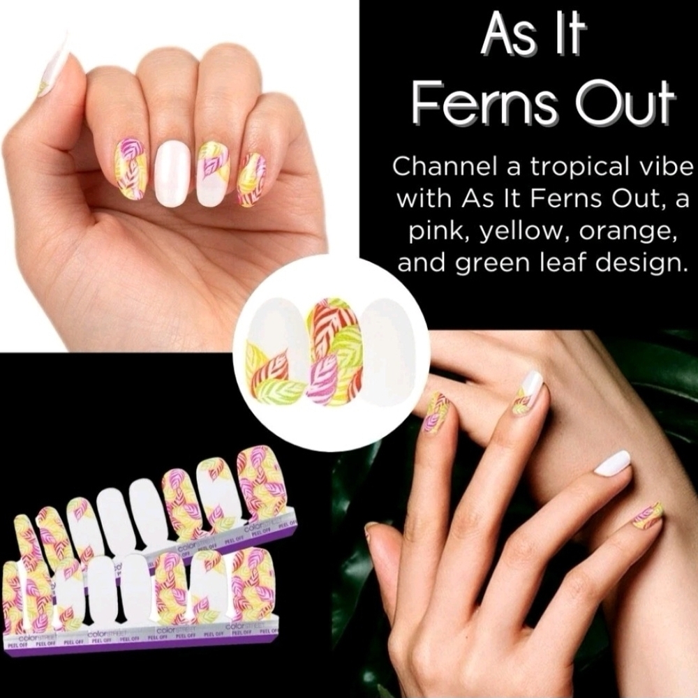 Color Street As It Ferns Out Nail Strips - Pink, Yellow, Red